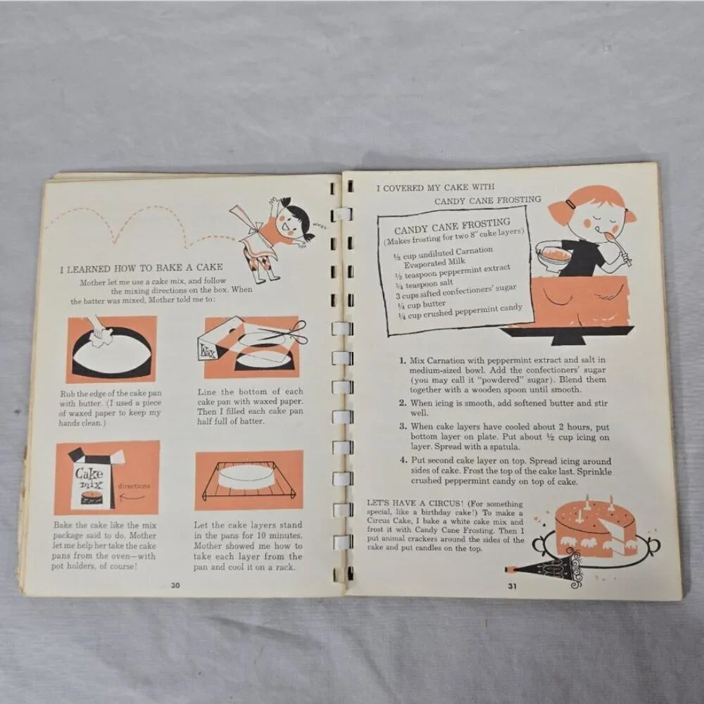 VTG Children's Fun to Cook Book Carnation Company Spiral Bound 1955 Margie Blake